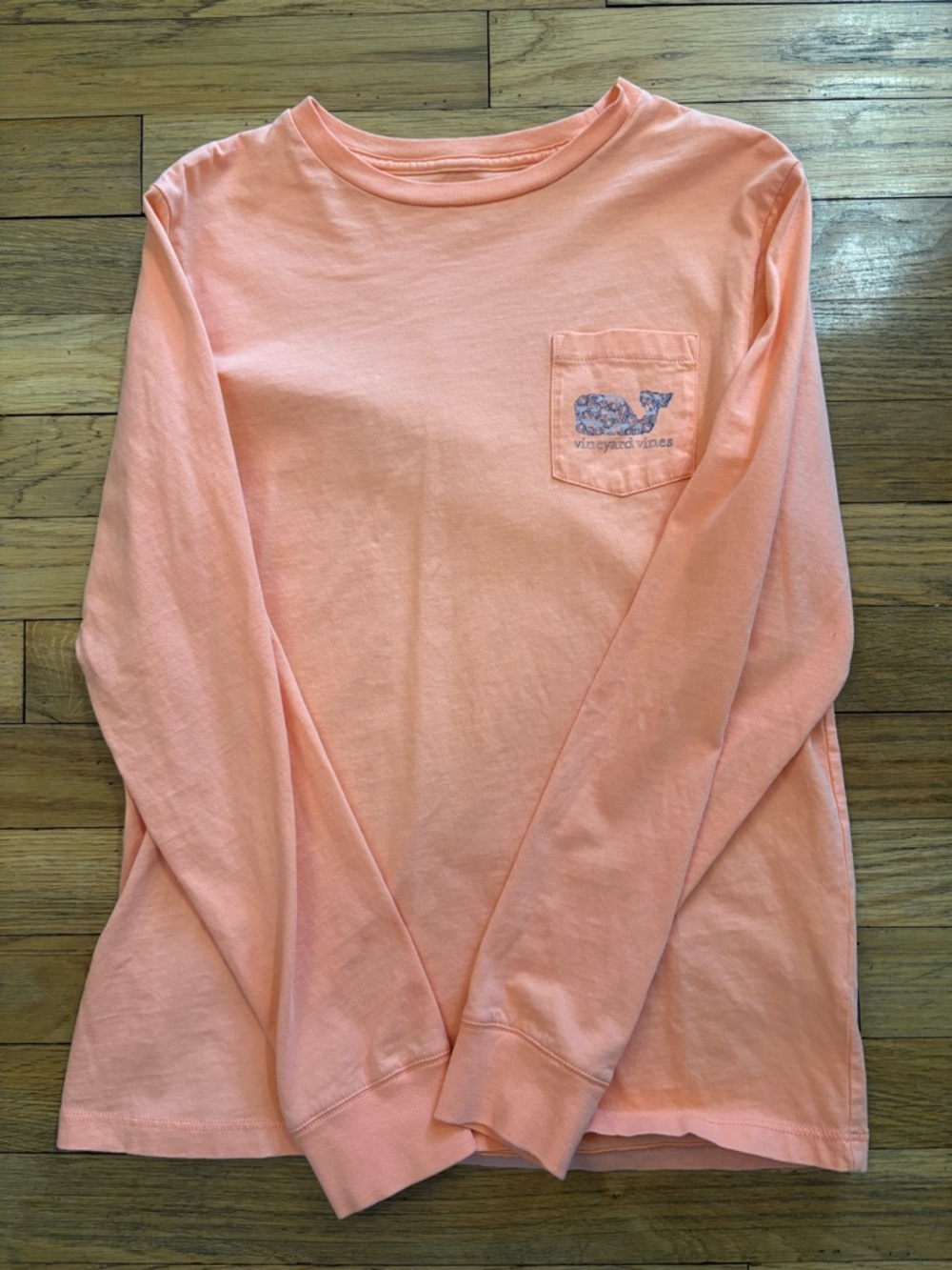 Vineyard Vines Kids Coral Long-Sleeve Pocket Tee